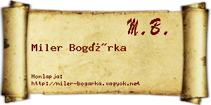 Miler Bogárka névjegykártya